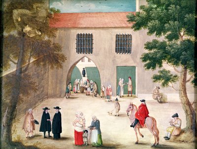 貧しい人々への施しの配布、 &39;L&39;Abbaye de Port-Royal&39;、c.1710 作： Louise Madelaine Cochin